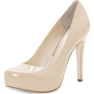 Womens Beige Sand Dune Closed Rouded Toe Platform High Heels Pumps Shoes